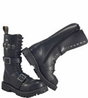 Botas Steel 15 Ojales Negro 4 Hebillas Zip