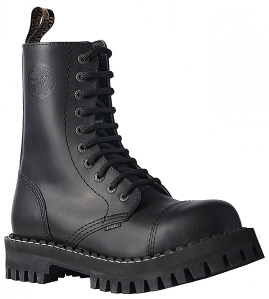 Botas Steel 10 Ojales Negro Monster