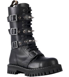 Botas Steel 15 Ojales Negro 4 Hebillas Zip Pyramid